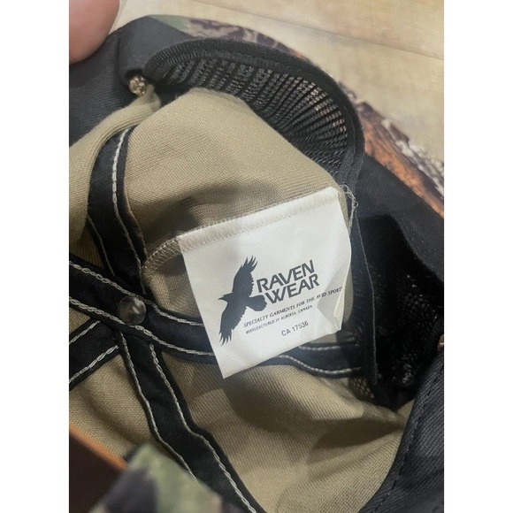 Vintage‎ 90s Realtree Camo Rope Hat Brass Strapback Raven Wear Made in Canada - Picture 4 of 7
